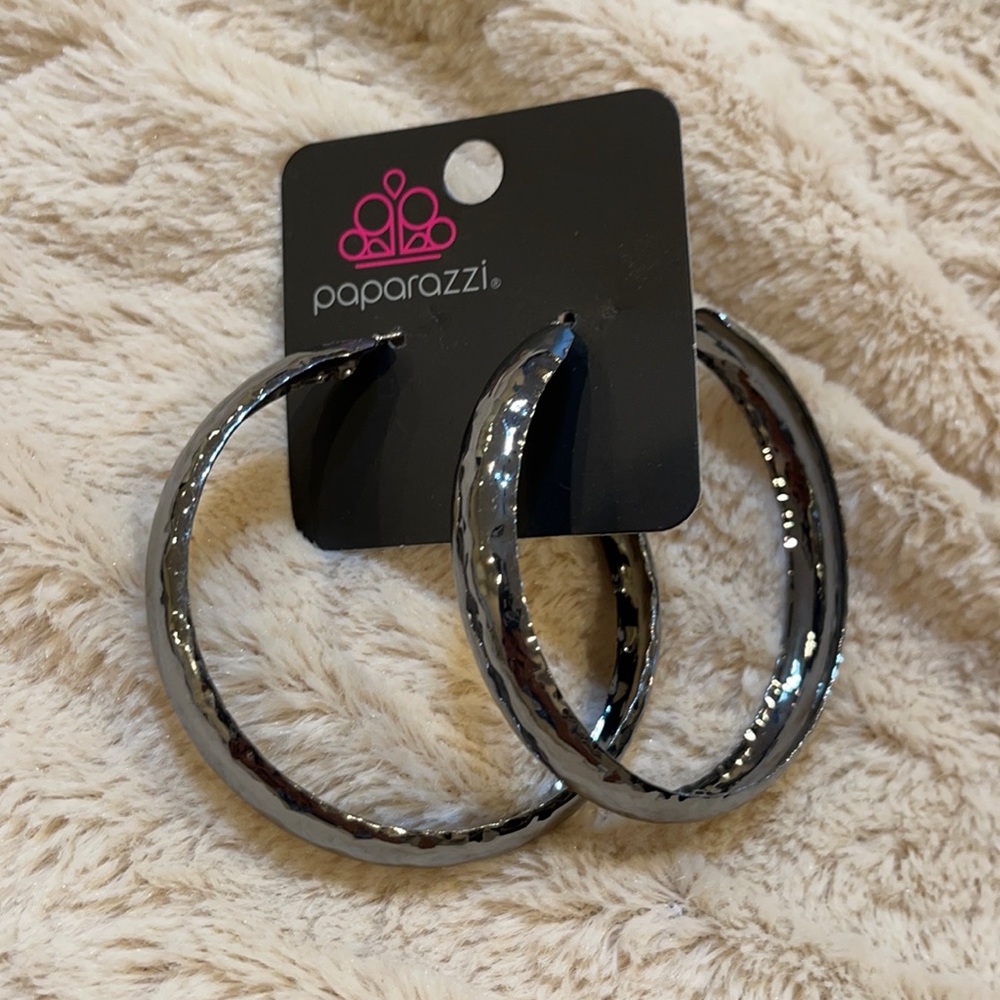 Gunmetal hoop earrings